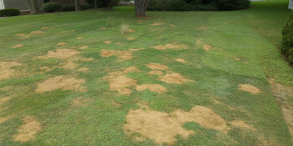 Clean residential landscape with grass and shrubs by Northlake Landscapes Mooresville NC